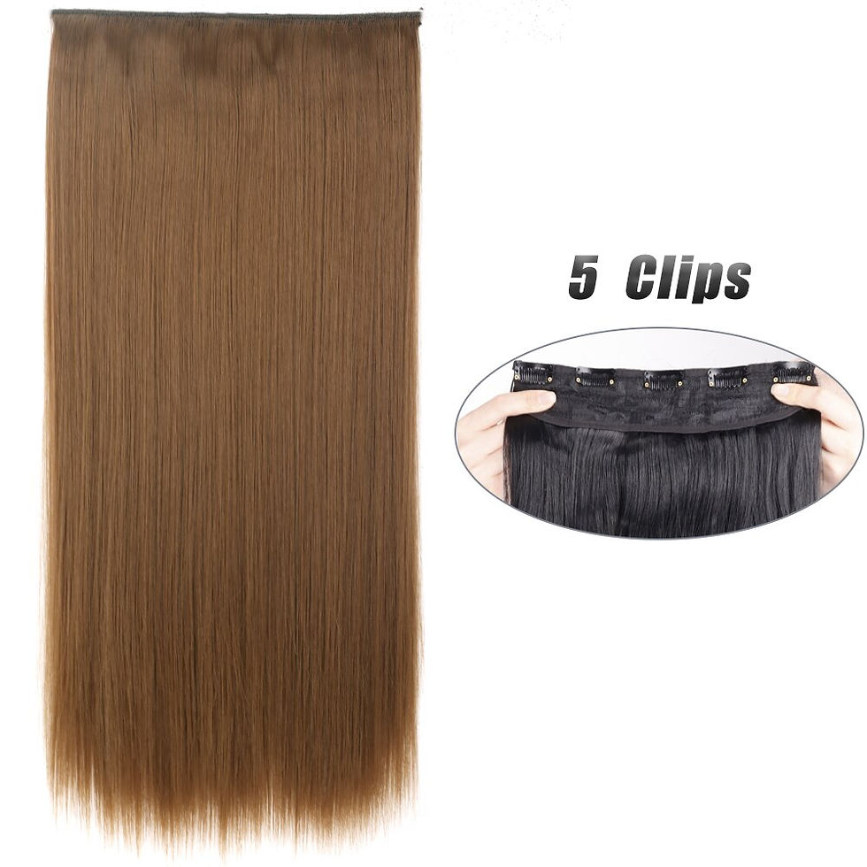 Thumbnail: Synthetic 5 Clip In Hair Extensions Long Straight Hairstyle Hairpiece Black Bro
