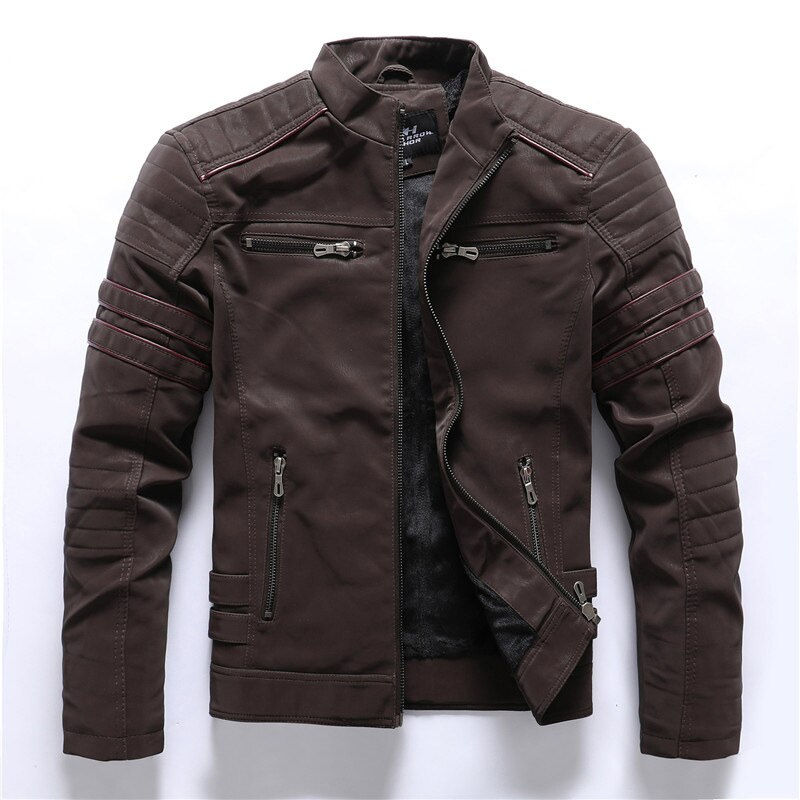 Thumbnail: Men Winter Leather Jacket Casual Motorcycle Faux Leather Jackets Mens Clothing