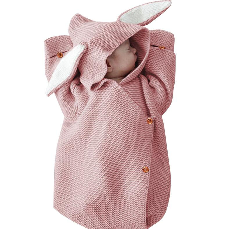الصورة المصغرة: Newborn Knitted Blanket Baby Stroller Sleeping Bag Infant Rabbit Swaddle Wrap P