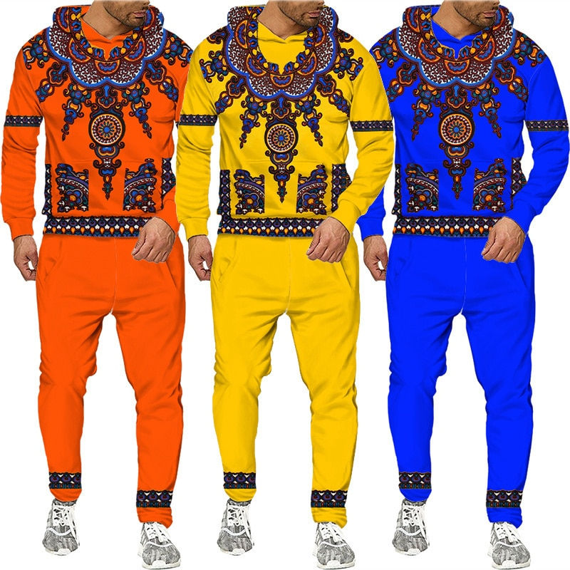 Thumbnail: Newest African Print Hoodies/Pants/Set Dashiki Ethnic Style Couple Tracksuit Hi