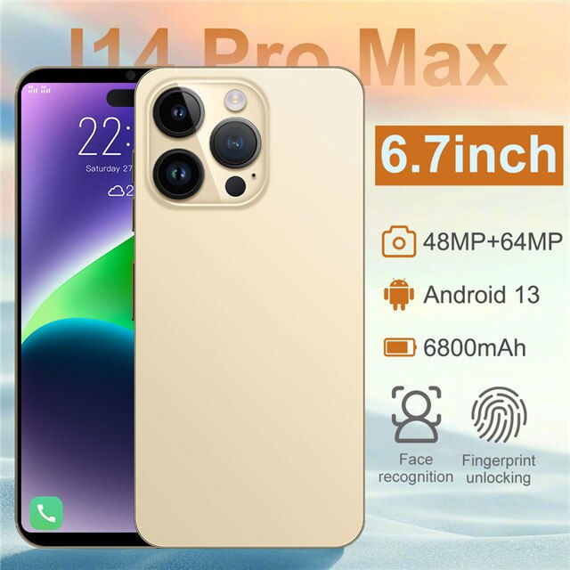 Thumbnail: 2023 Global Version i14 Pro Max 5G Smartphone 12G+512GB 6.7 inch Cellular 6800m