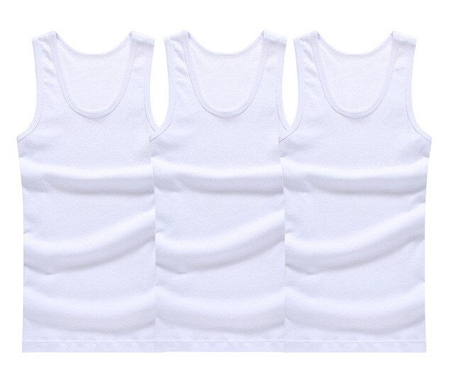 Thumbnail: 3pcs/lot Cotton Mens Underwear Sleeveless Tank Top Solid Muscle Vest Undershirt