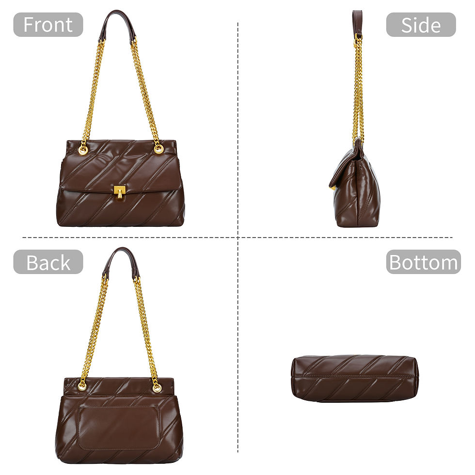 الصورة المصغرة: Quilted Shoulder Bag Lightweight Designer Leather Handbags with Gold Chain for 