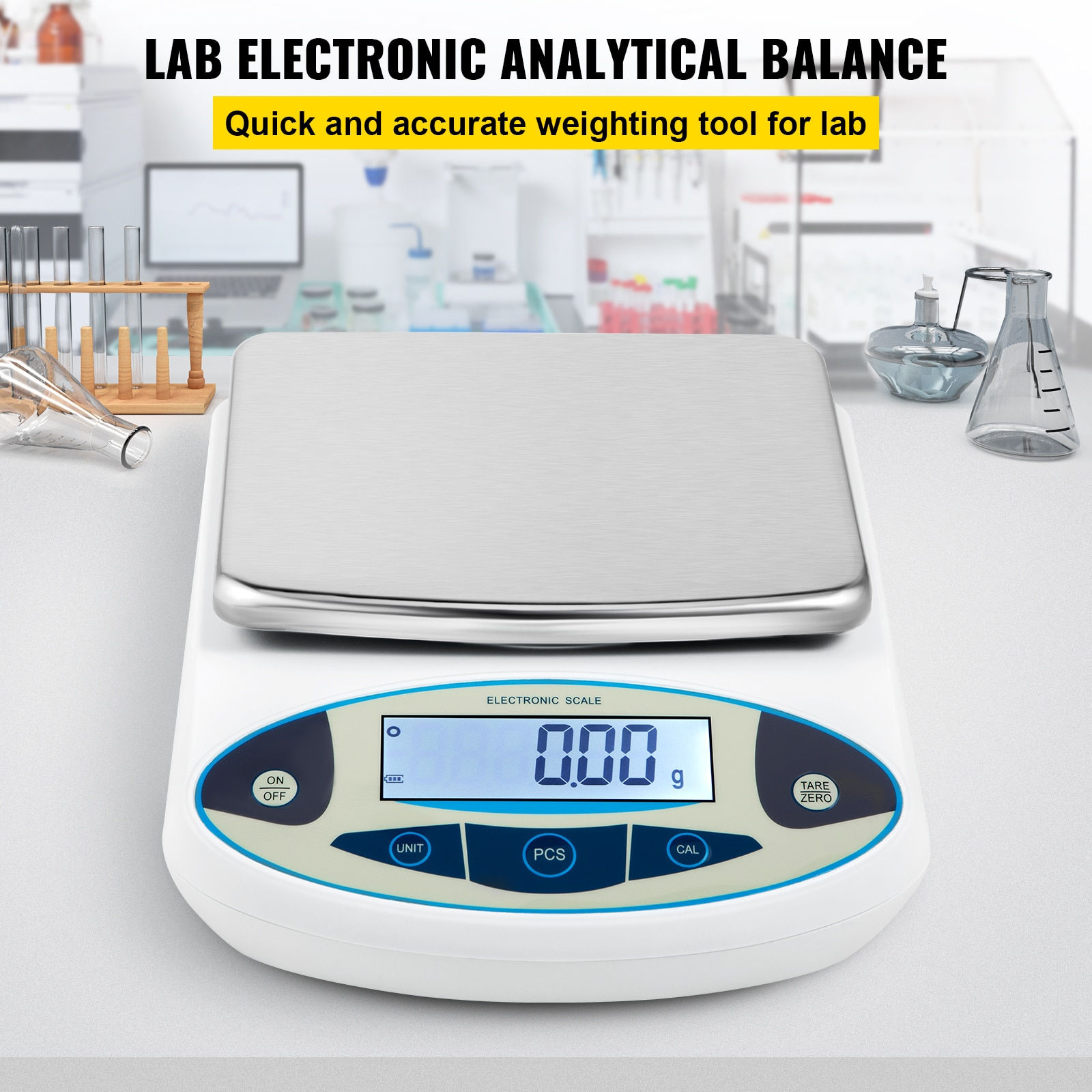 VEVOR Kitchen Scale 5000g x 0.01g Lab Analytical Balance W/ LCD Backlit Screen 