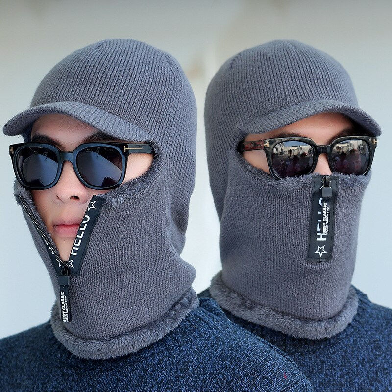 Thumbnail: Men Winter Warm wool Hat Outdoor cycling Ear Protection Warm Thick Bicycle Knit