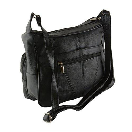 الصورة المصغرة: Women's Leather Organizer Purse Shoulder Bag Multiple Pockets Cross Body Handbag