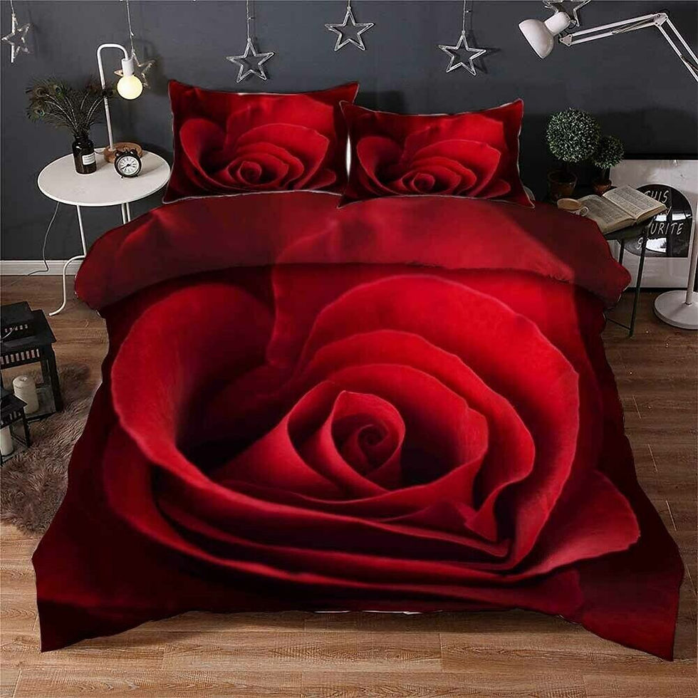Thumbnail: 3D Rose Heart Bedding Set Nordic Duvet Cover 220x240 King Queen Size Quilt Cove