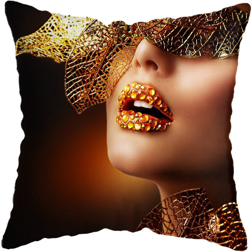 Miniature : 45*45CM Modern Living Room Black Gold African Lady Woman Style Look Art Deco So