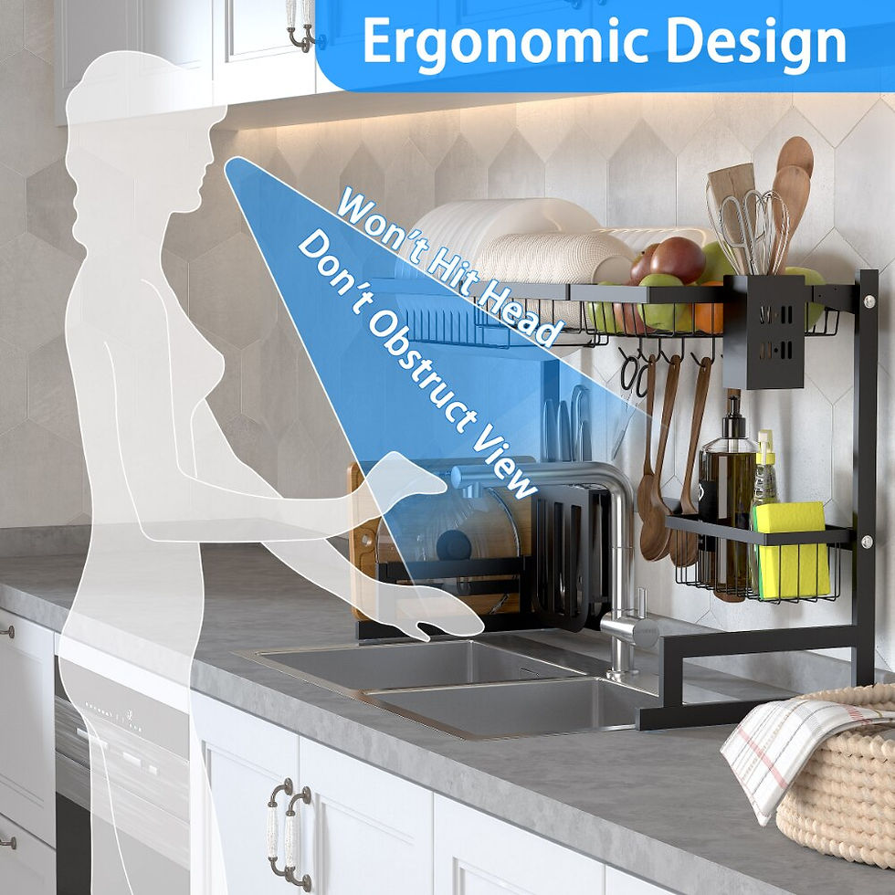 Thumbnail: Dish Drying Rack Kitchen Over The Sink Dish Drain Rack Utensil Holder Double Si