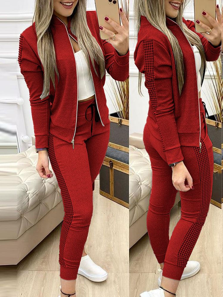 Thumbnail: Women Two Piece Set Outfits Autumn Women's Tracksuit Zipper Top And Pants Casua