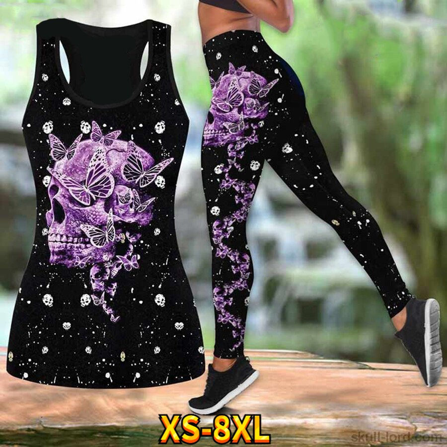 Thumbnail: Stylish Printed Tank Top Ladies Summer Gym Running Sexy Yoga Pants Quick Drying