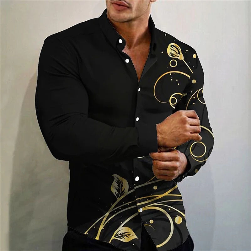 Thumbnail: Fashion Street Men Suit Shirt Outdoor Soft Comfortable Fabric Top Shirt Clear G