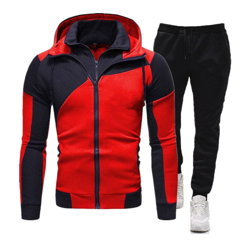 Thumbnail: 2022 New Men Tracksuit Zipper Hoodies+Sweatpants Suit Autumn Winter Warm Tracks