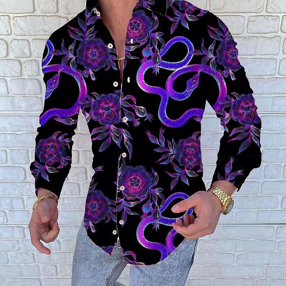 Thumbnail: Men's Slim Shirts Summer Luxury Social Shirts Lapel 5XL Streetwear Fashion Long