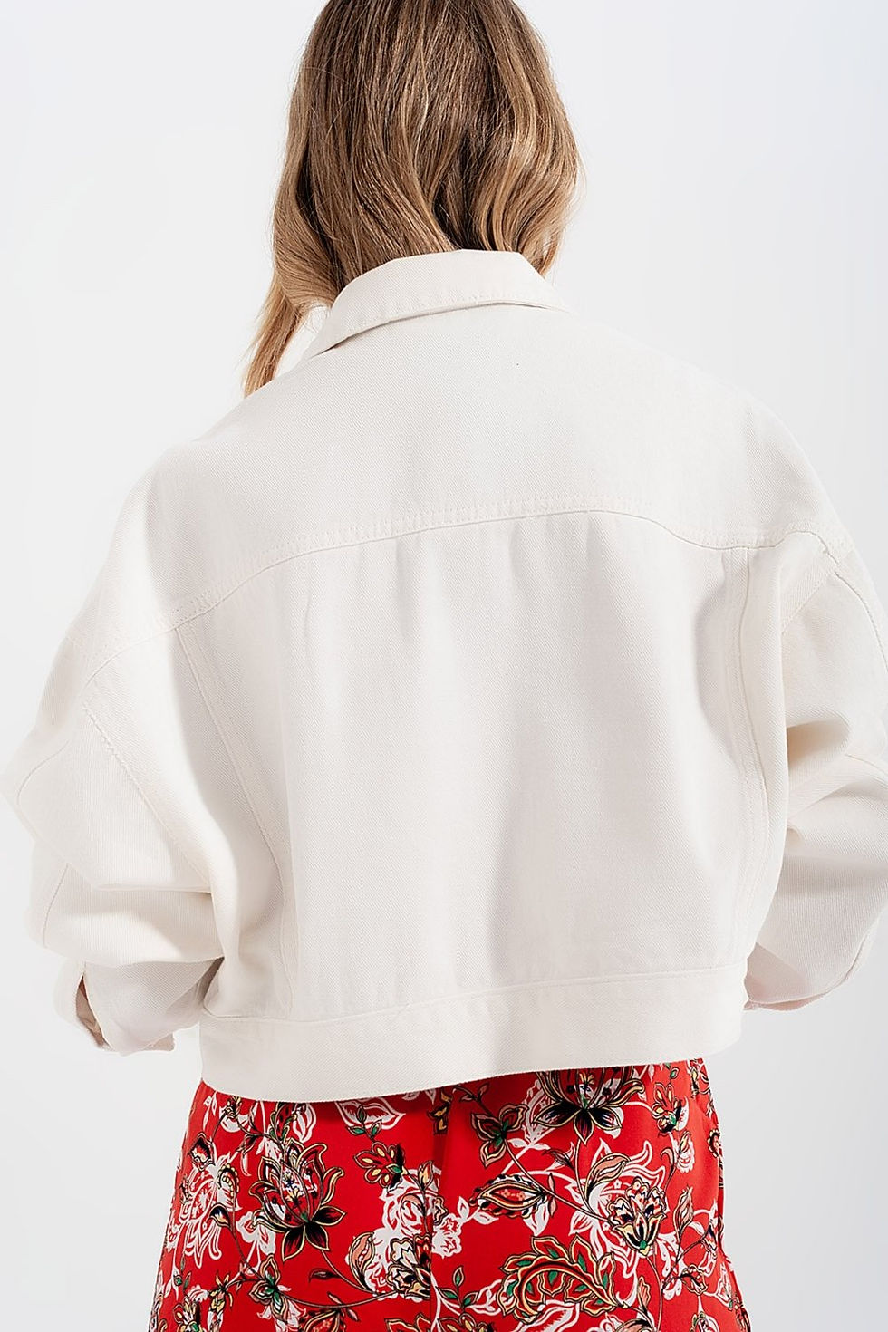 Thumbnail: Denim Jacket With Diamante Fringing in White