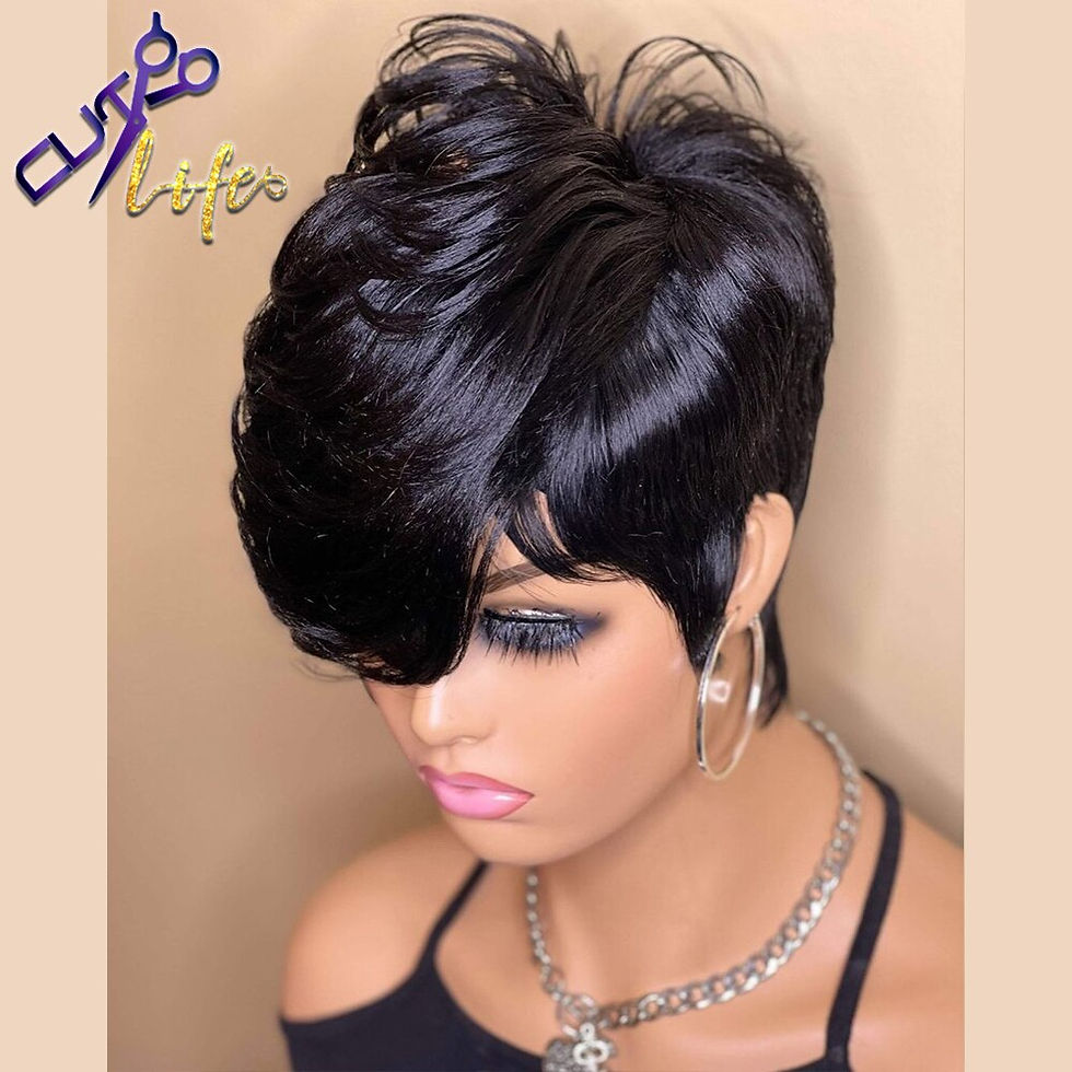 Thumbnail: Beauty Short Bob Wavy Wig With Bangs Full Machine Made No Lace Wigs For Women B