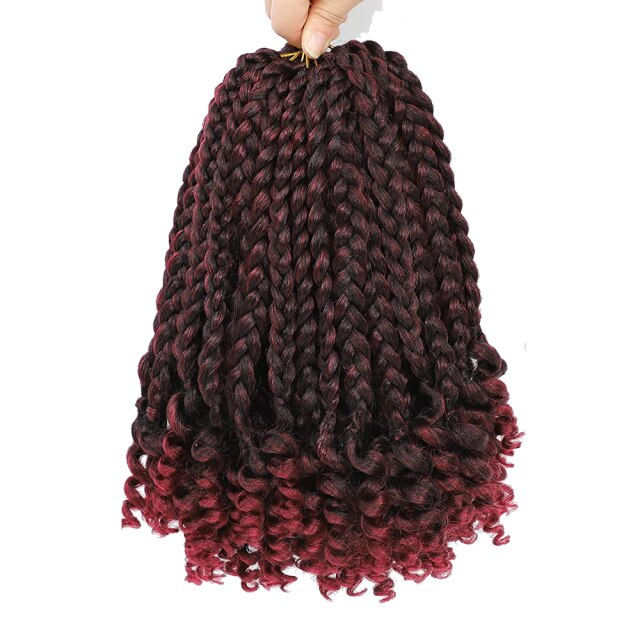 Thumbnail: Crochet Box Braids Curly Ends Hair Extensions 10 Inch Goddess Box Braid With Cu