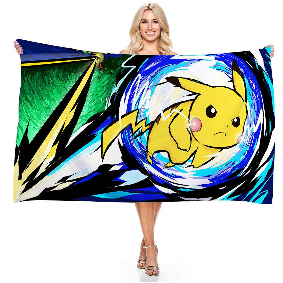 Thumbnail: Pokemon New Pikachu Raichu Children's Cartoon Bath Towel Beach Towel Couple Bat