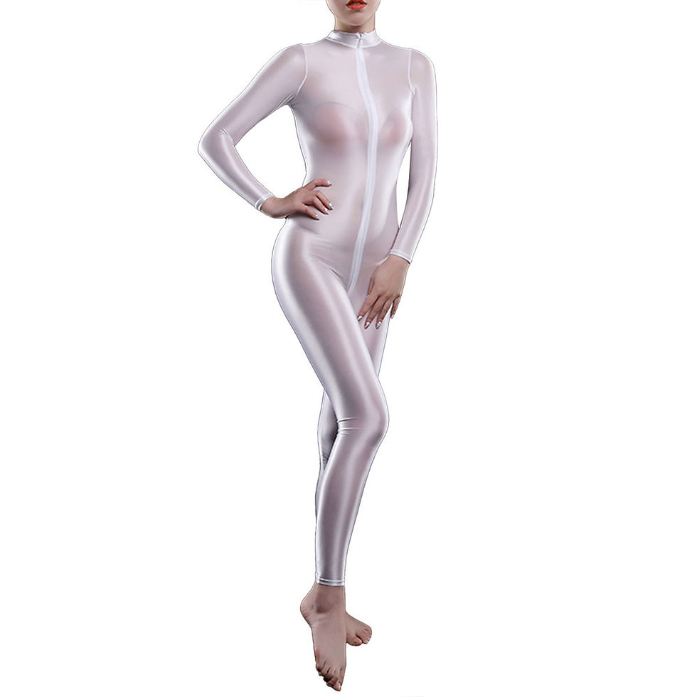 Thumbnail: Women's Shiny Spandex Unitard High Neck Long Sleeves Ankle Length Leotard Jumps