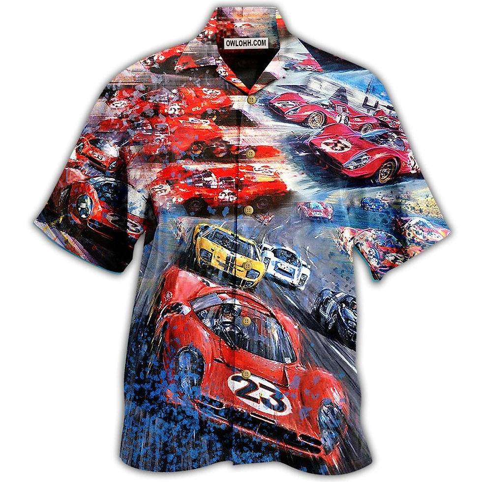 Thumbnail: 2023 Men's Beach Summer Outdoor Vintage Hawaiian Shirt Funny Car Print Shirt Fo