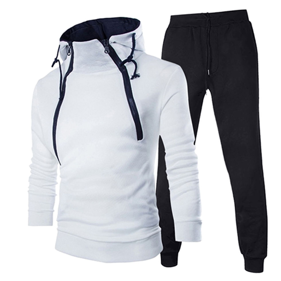 Thumbnail: Outdoors Jacket and Sweatpants Winter Zipper Design Men Hooded Tracksuit