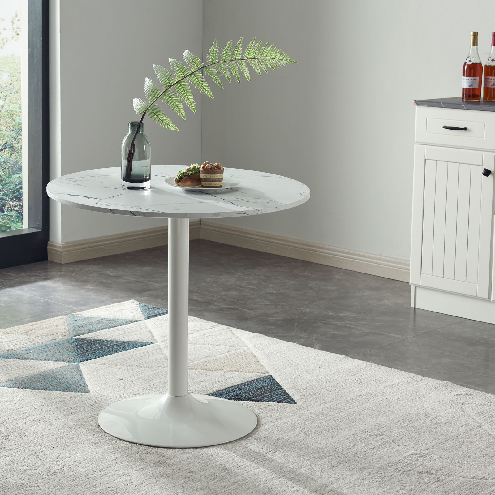 Surmoby Round Tulip Dining Table, 32" Mid-Century Modern Kitchen Table with Ma