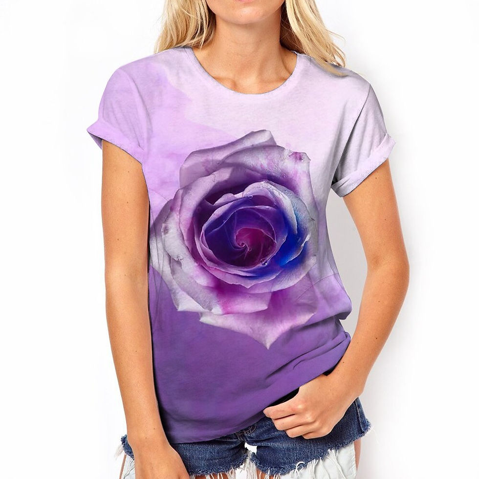 Thumbnail: New Women's T Shirt 3D Flower Print Short Sleeve Top Fashion Casual Harajuku T-