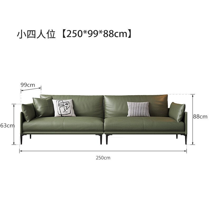 Thumbnail: Nordic Napa leather living room sofa small family light luxury modern minimalis