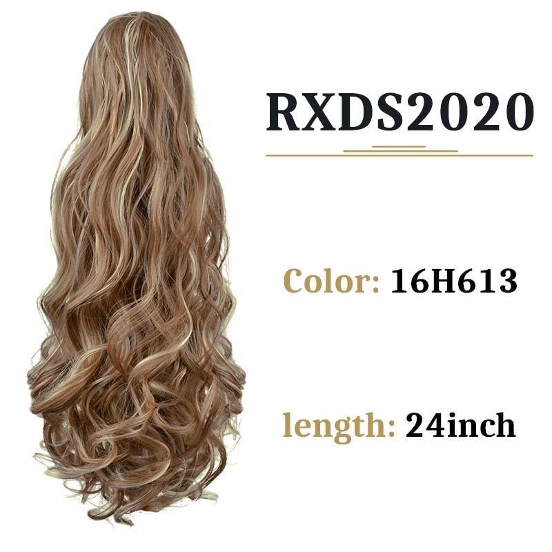 Thumbnail: 18 24 inch Claw Clip On Ponytail Wavy & Curly Style Synthetic Hair Ponytail Ext