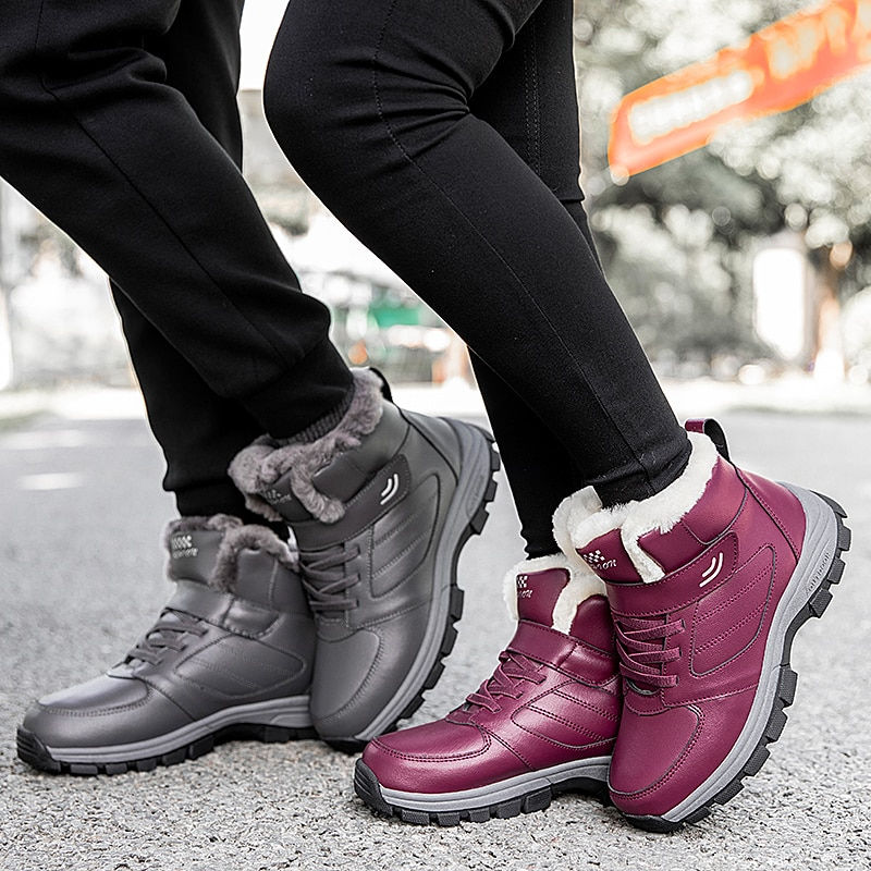 الصورة المصغرة: Nine o'clock Winter Couple Casual Boots Stylish Leather High-top Sneaker For Me