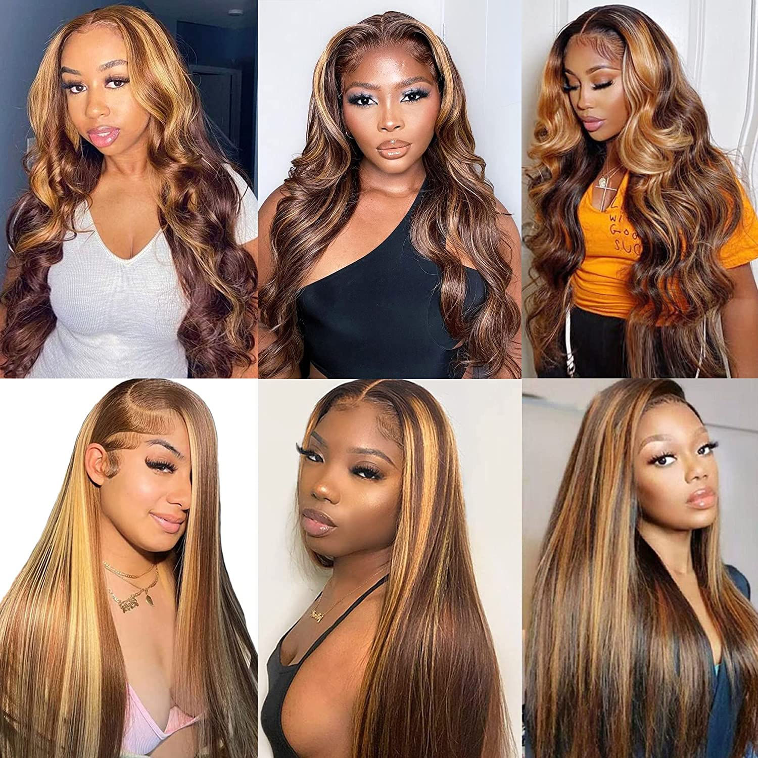 TESLAL Highlight Lace Front Wig Human Hair 180% Density Honey Blonde 13x4 Body 