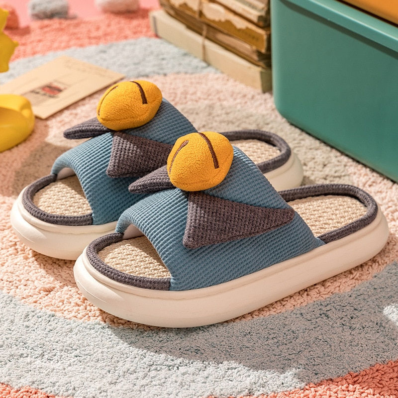 Миниатюра: Cute Cartoon Bowknot Women's Slippers New Platform Flat Shoes Indoor Slippers B