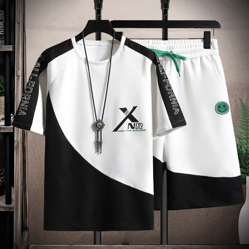 Thumbnail: X Summer Men's Suit Korean High Street Fashion Short Sleeve Shorts Two Piece Se