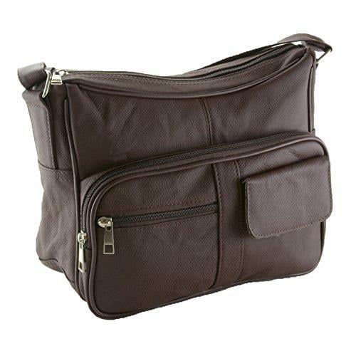 الصورة المصغرة: Women's Leather Organizer Purse Shoulder Bag Multiple Pockets Cross Body Handbag
