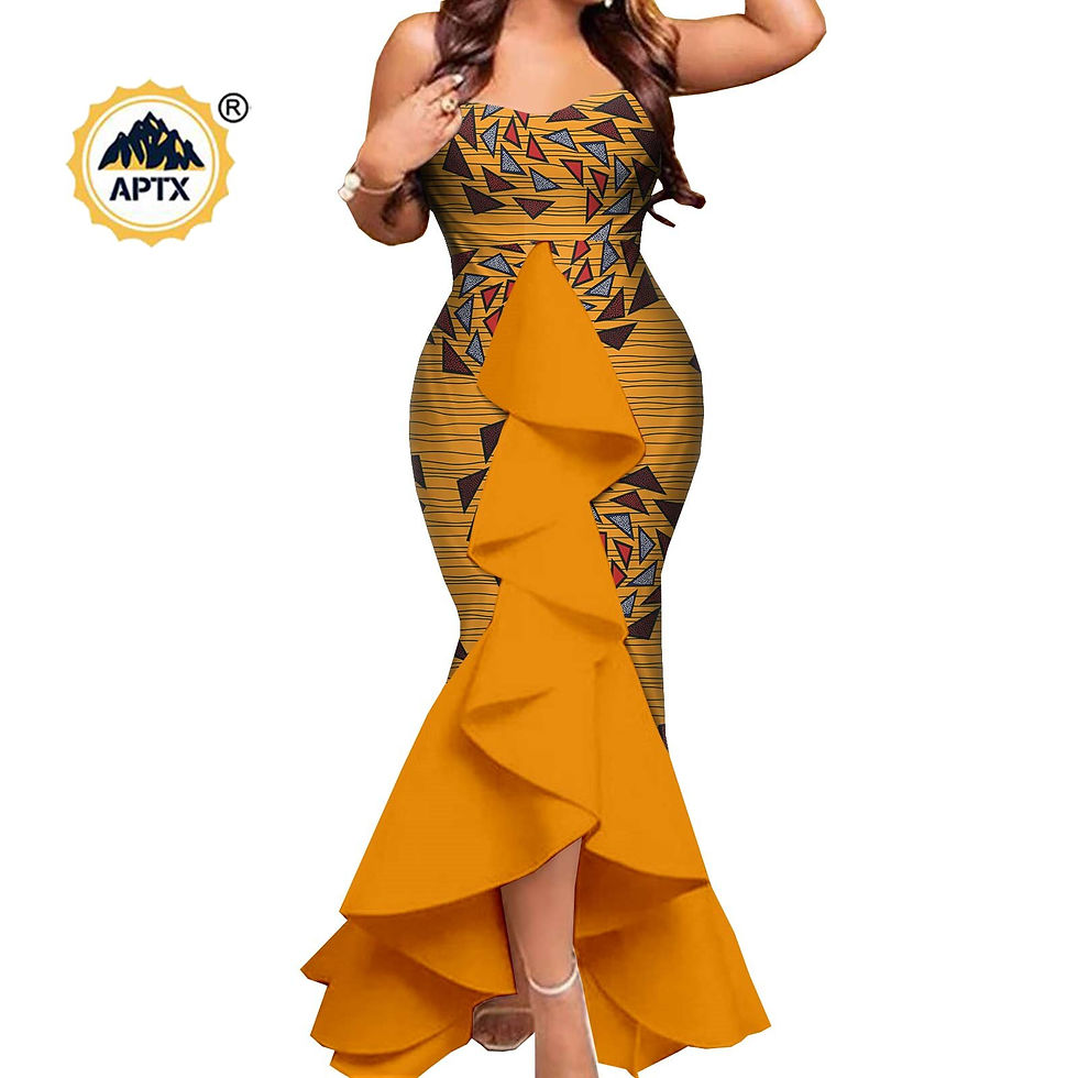 Thumbnail: Dasiki African Women Mermaid Dresses Match Men Outfits Pant Sets Bazin Riche Af