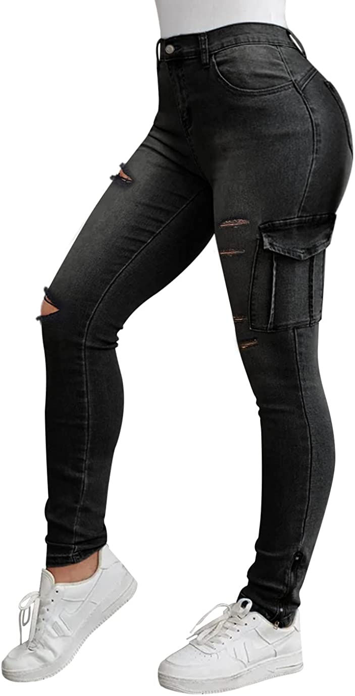 Thumbnail: Flamingals Jeans for Women Stretch Skinny Flap Pocket High Waist Shaping