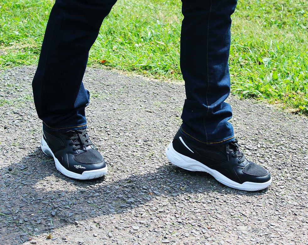 Thumbnail: Fear0 NJ Men's High Arch Firm Orthopedic Black Walking Shoes