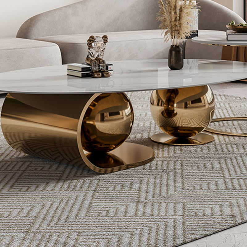 Thumbnail: Light Luxury Natural Marble Coffee Table Designer Irregular White Coffee Table 