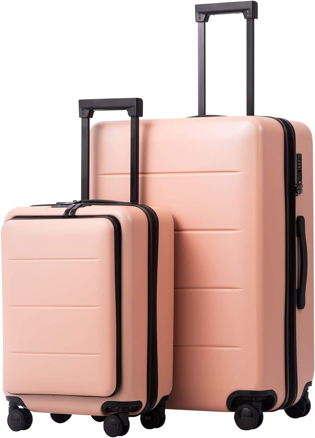 COOLIFE Luggage Suitcase Piece Set Carry On ABS+PC Spinner Trolley with pocket 