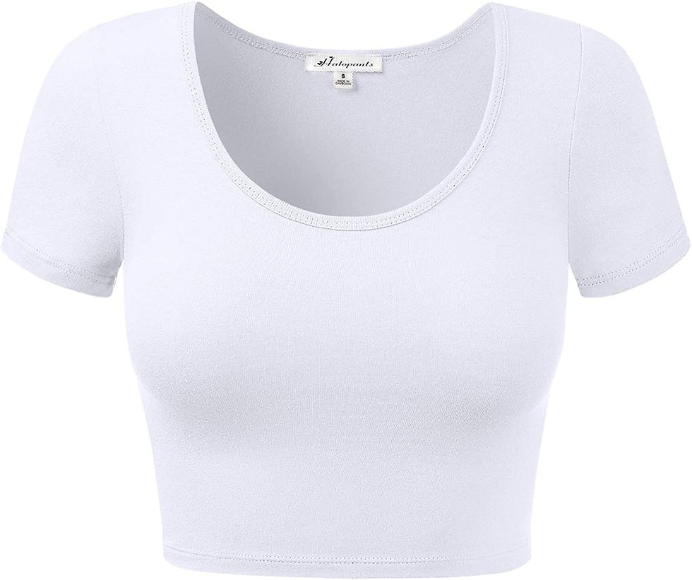 Thumbnail: Women's Cotton Basic Scoop Neck Crop Top Short Sleeve Tops