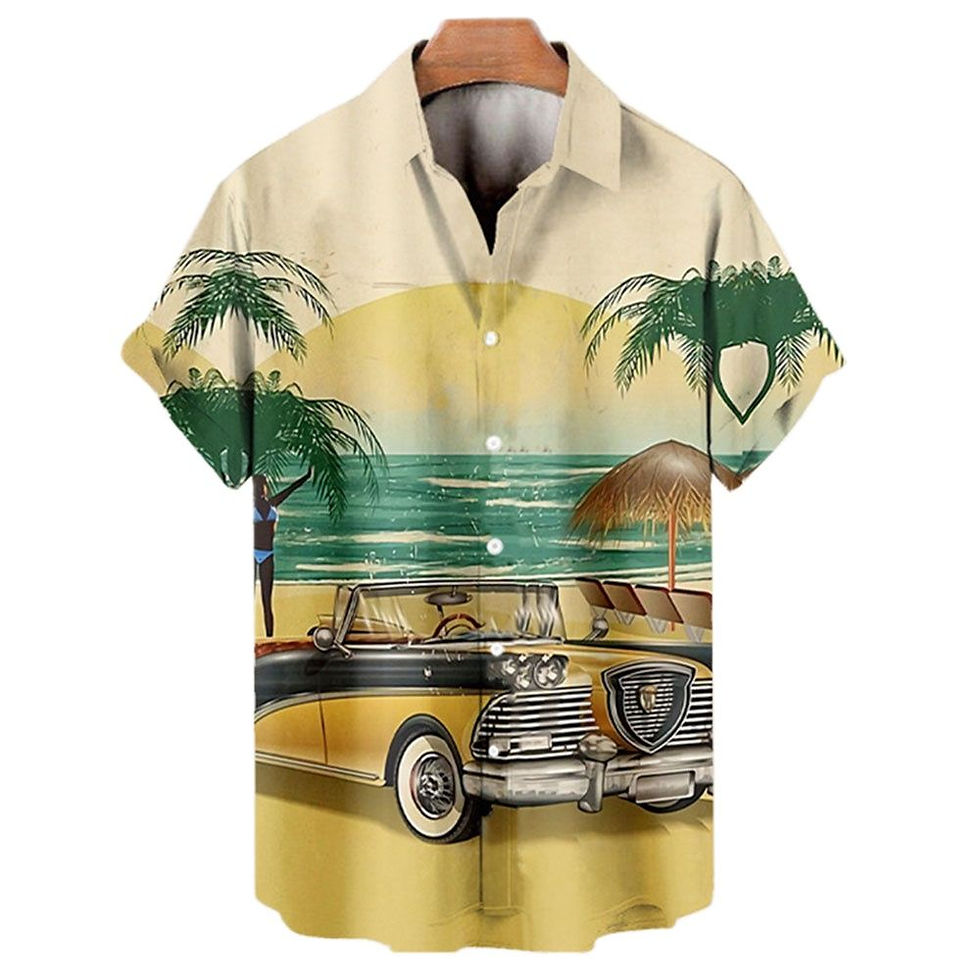 Thumbnail: Summer Men's Beach Summer Outdoor Vintage Hawaiian Shirts Vintage Top 3d Car Pr