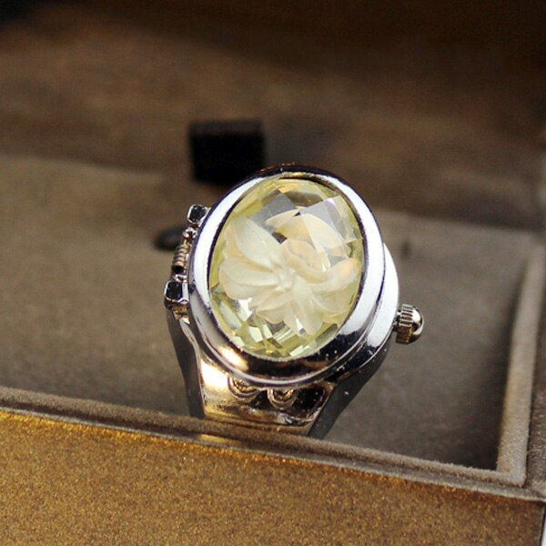 Thumbnail: Fashion Women Ring Watch Flower Ladies Watches Adjustable Rings Quartz Watches
