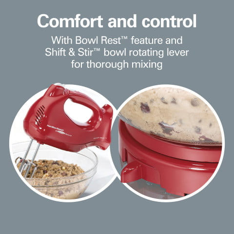 Thumbnail: Hamilton Beach Power Deluxe 6 Speed Stand Mixer, 4 Quarts, Red, Model 64699