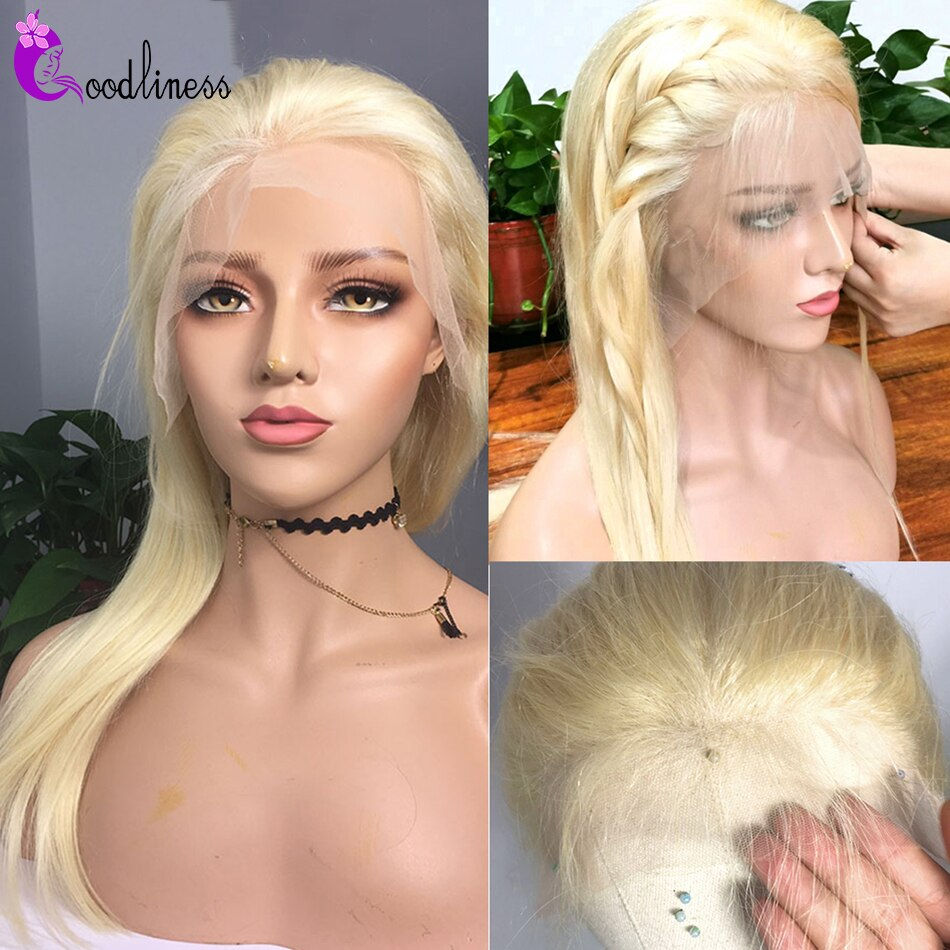 Thumbnail: Blonde Lace Front Wig Human Hair Honey Straight 613 Lace Frontal Wig Colored Hu