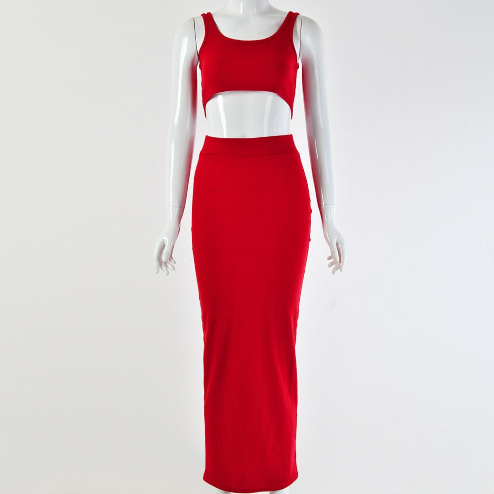 Articat Sexy Two Piece Set Women Sleeveless Backless Spaghetti Strap Crop Tops 