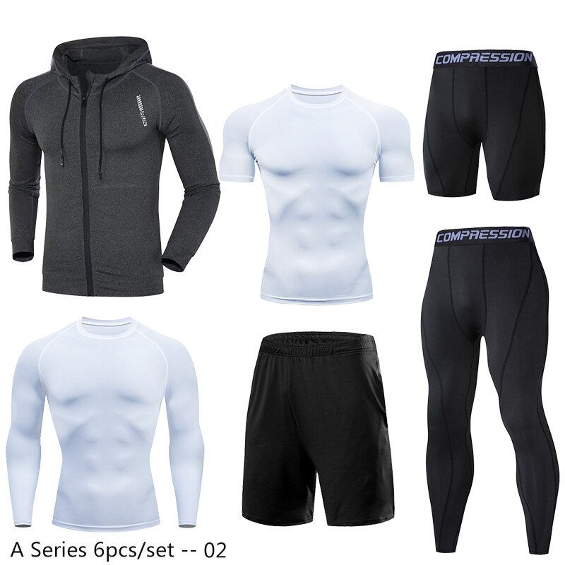 Thumbnail: Dry Fit Men's Training Sportswear Set Gym Fitness Compression Sport Suit Joggin