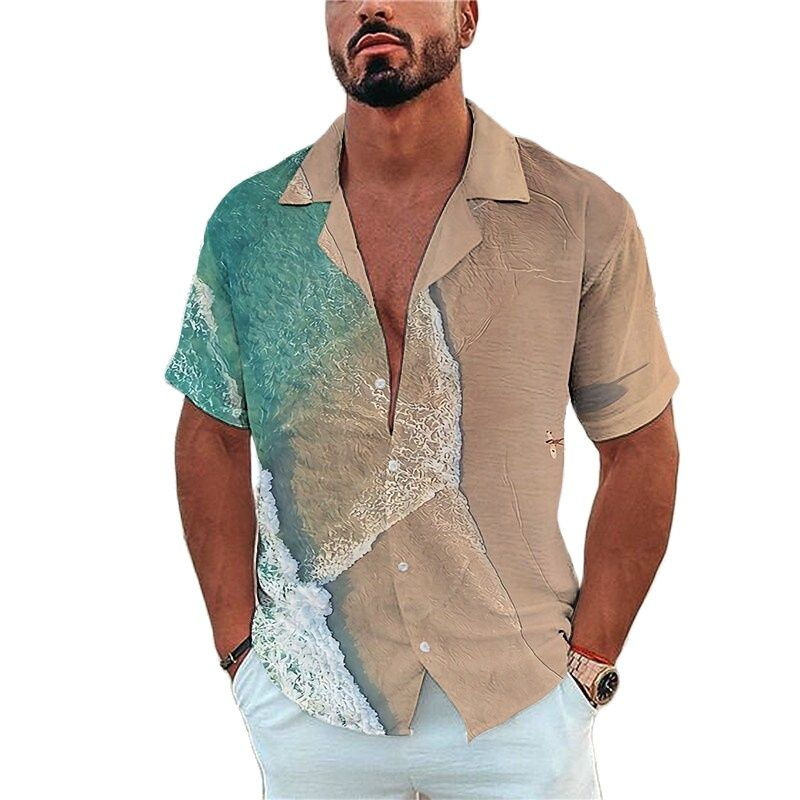الصورة المصغرة: Men's Shirt Marine Life Printing Tees Beach Vacation Style Hawaiian beach summe