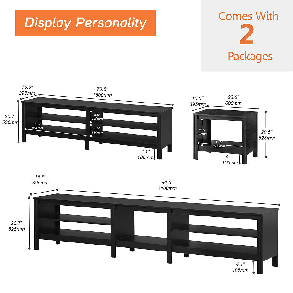 Miniature : TV Stand for 85 inches Flat Screen, LED Wood Media Console Storage Cabinet Ente
