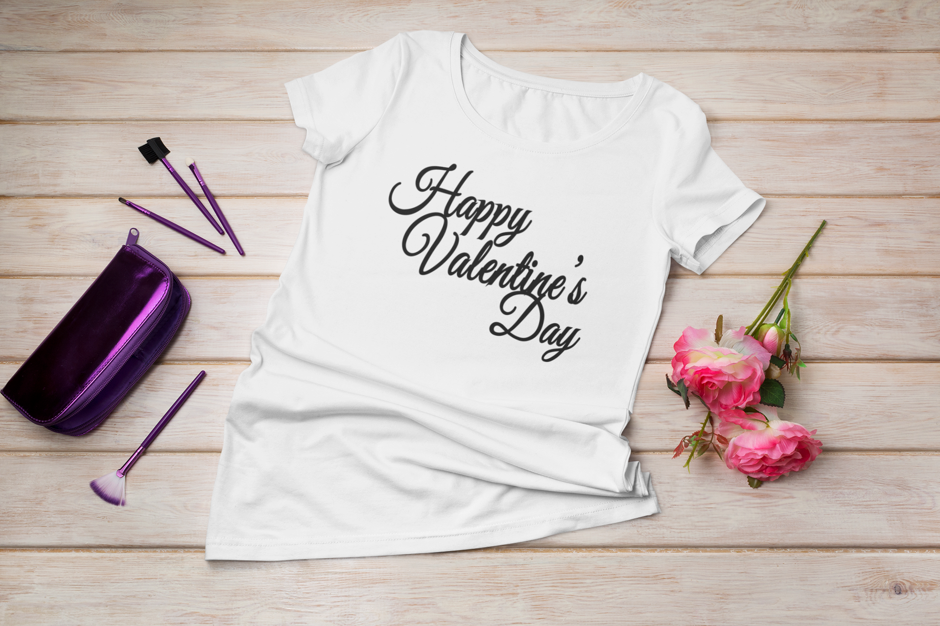 Happy Valentines Day Lettering T-Shirt