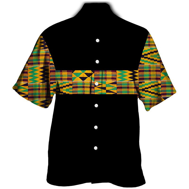 Thumbnail: New Patchwork Africa Print Men's Button Shirt Dashiki Ethnic Style Short/Long S